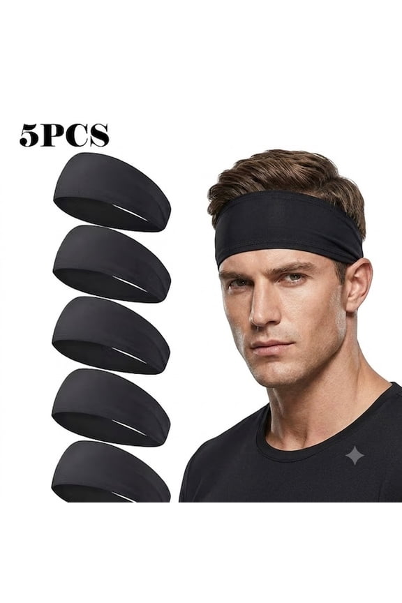 Mens Running Headband,5 Packs Headbands for Men,Mens Sweatband Sports Headband for Running,Cycling,Basketball,Yoga,Fitness Workout Stretchy Unisex Hairband