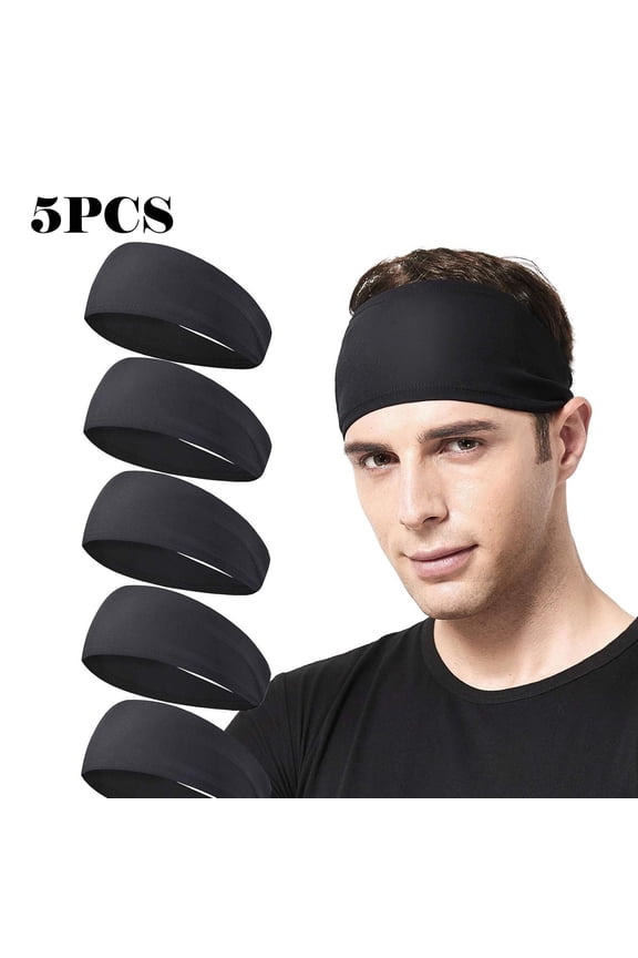 Mens Running Headband,5 Packs Headbands for Men,Mens Sweatband Sports Headband for Running,Cycling,Basketball,Yoga,Fitness Workout Stretchy Unisex Hairband
