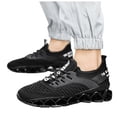 thumbnail image 1 of Mens Running Shoes Antislip Sole Slip on Fashion Sneakers Lightweight Woven Mesh Lace up Casual Athletic Walking Shoes Black Size 10.5, 1 of 6