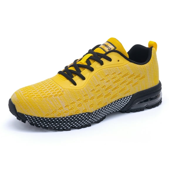 Mens Running Shoes Lightweight Walking Shoes Athletic Trail Tennis Sneaker Sports Gym Jogging Workout Shoes YellowBlack Size 10.5