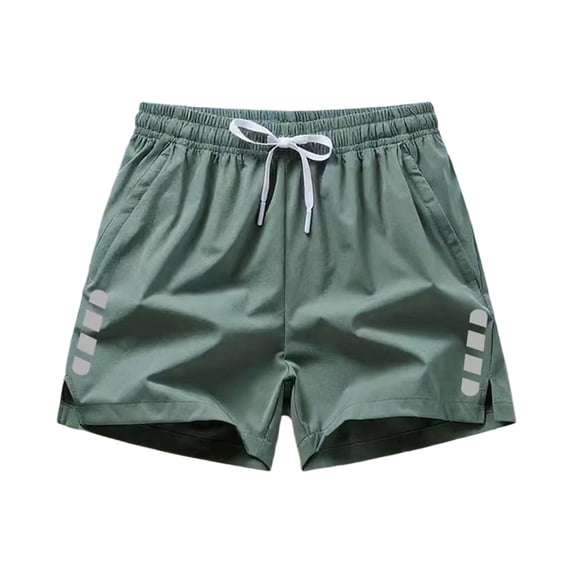 Mens Running Shorts 3" Quick Dry Elastic Waist Reflective Strip with Pockets Short Pants Fathers Gifts