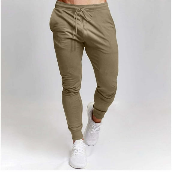 Mens Running Sweatpants with Pockets and Drawstring Elastic Waist Joggers Pants Casual Tapered Leg Solid Color Comfort Athletic Workout Trousers Pant