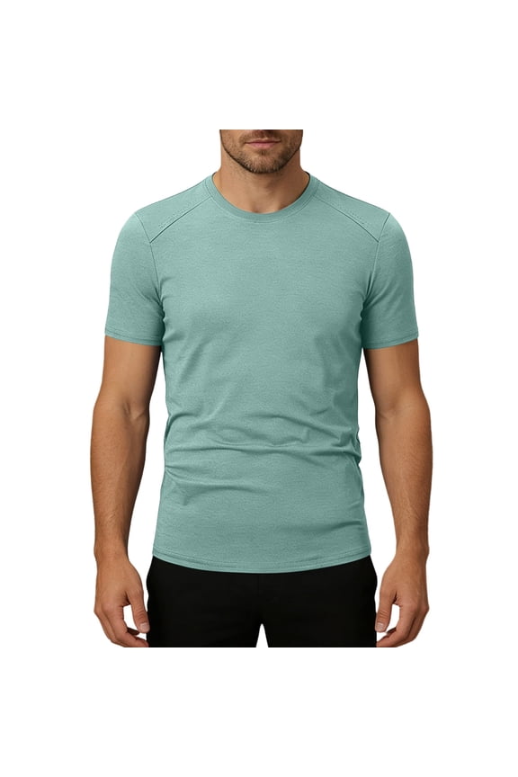 Mens Running T Shirts with Short Sleeve Athletic Quick Dry Shirts Workout Gym Crewneck Top Big and Tall Size L-5XL Green