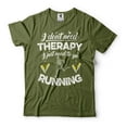 thumbnail image 1 of Mens Running T-shirt Running Therapy Shirt Runner Shirt Running Gifts Running Lover Gift (XX-Large Military Green), 1 of 6