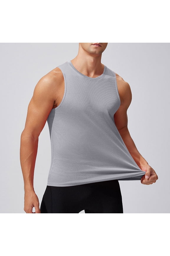 Mens Running Vests Gym Athletic Workout Tank Tops 2025 Boys Casual Solid Sleeveless Crewneck Stretchy Slim-Fit Pullover Gym Undershirts Tees
