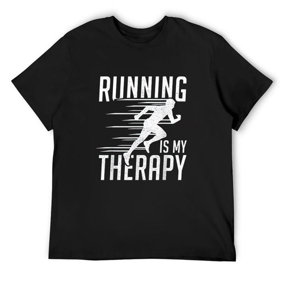 Mens Running is my Therapy Shirt Cool Cute Runner Tee Run Shirt T-Shirt Black 2X-Large