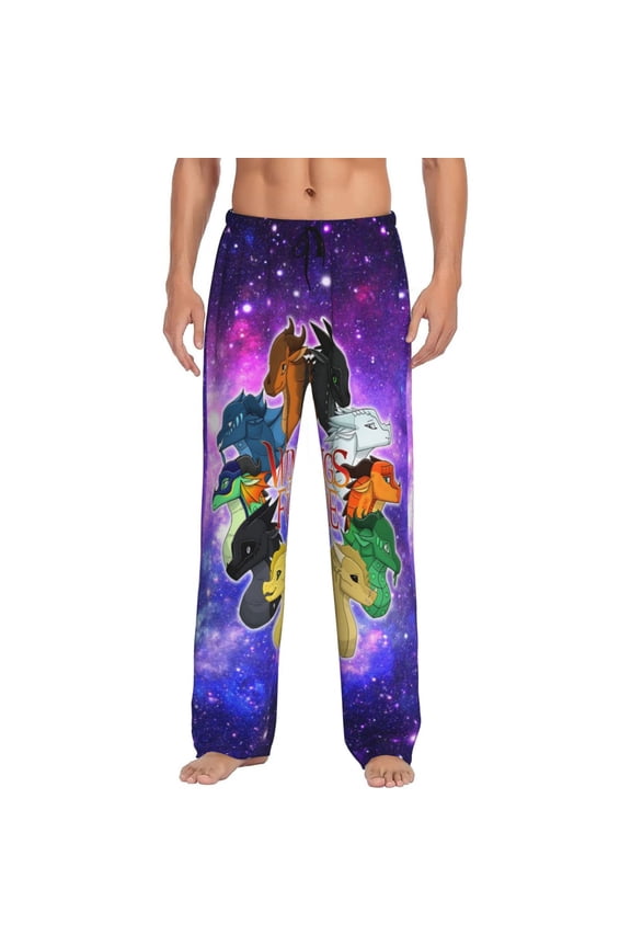 Mens Wings Dragon Fire Pajama Pants Soft Lightweight Pajama Pants Cartoon Pajama Bottoms