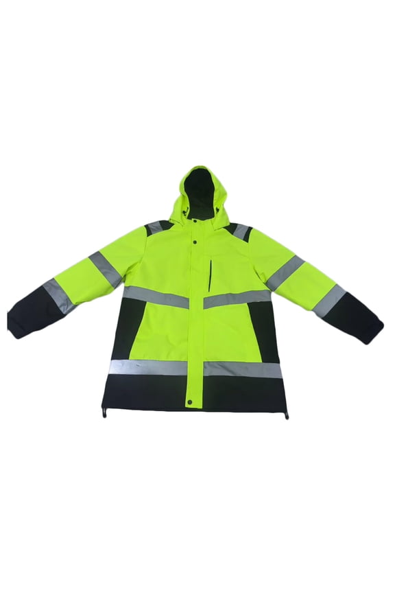 Mens Safety Heated Jacket Waterproof Reflective High Visibility Construction Cold Weather Coat with Pockets