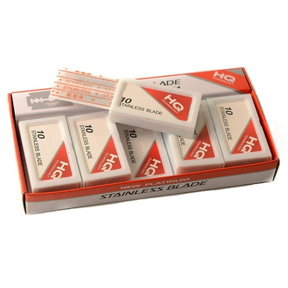 Mens Safety Razor Blades for Shaving - Double Edge Stainless Steel Razor Blades - Platinum Stainless Steel Double Edge Razor Blades - Precise, Smooth, Clean Shave and Barber Shops (200)