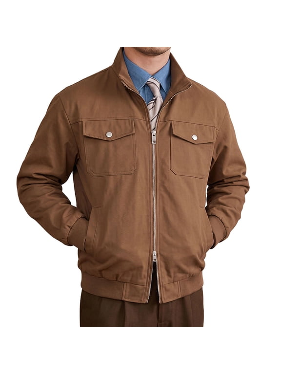 Mens Sai Jacket Full Zip Cargo Outdoor Jackets Windproof, Multi Pocket, Field Coat, Spring Fall Outwear