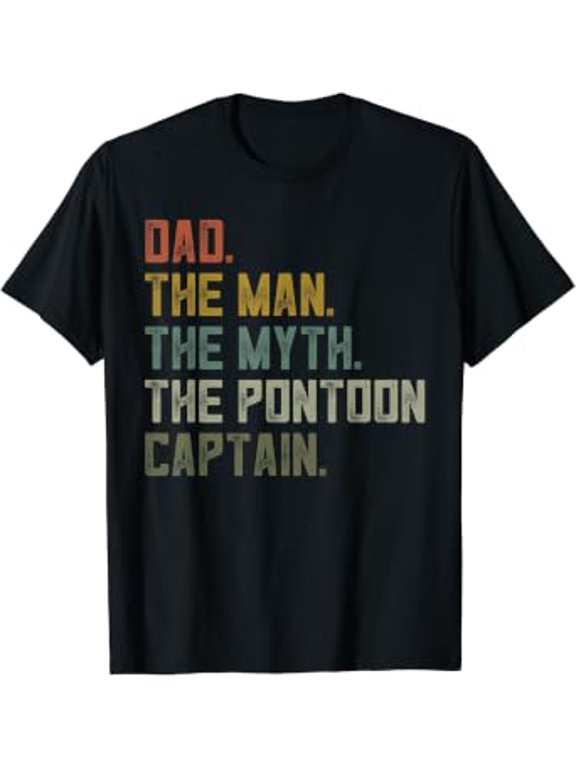 Mens Sailing Boat Dad Shirt, Pontoon Captain Men Apparel, Boating T-Shirt