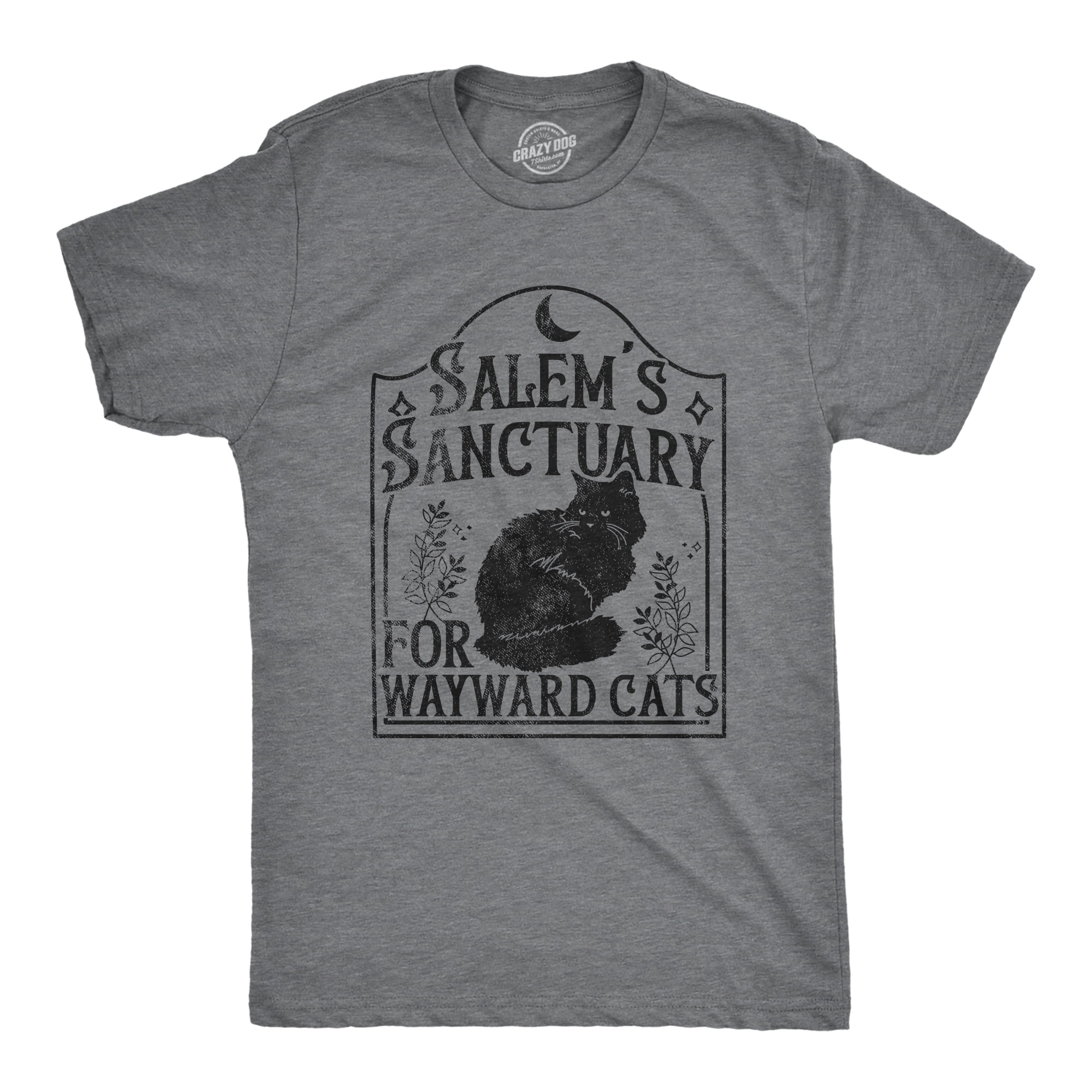 Mens Salems Sanctuary For Wayward Cats T Shirt Funny Spooky 