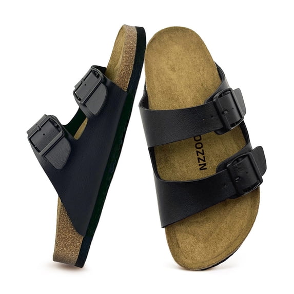 Mens Sandals, Arch Support Slides with Adjustable Buckle Straps Memory Foam Insole & Cork Footbed Slides for Men Footwear - Non-Slip Summer Sandals for Men & Lightweight Mens Slides