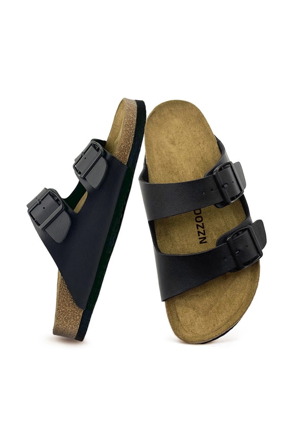 Mens Sandals, Arch Support Slides with Adjustable Buckle Straps Memory Foam Insole & Cork Footbed Slides for Men Footwear - Non-Slip Summer Sandals for Men & Lightweight Mens Slides