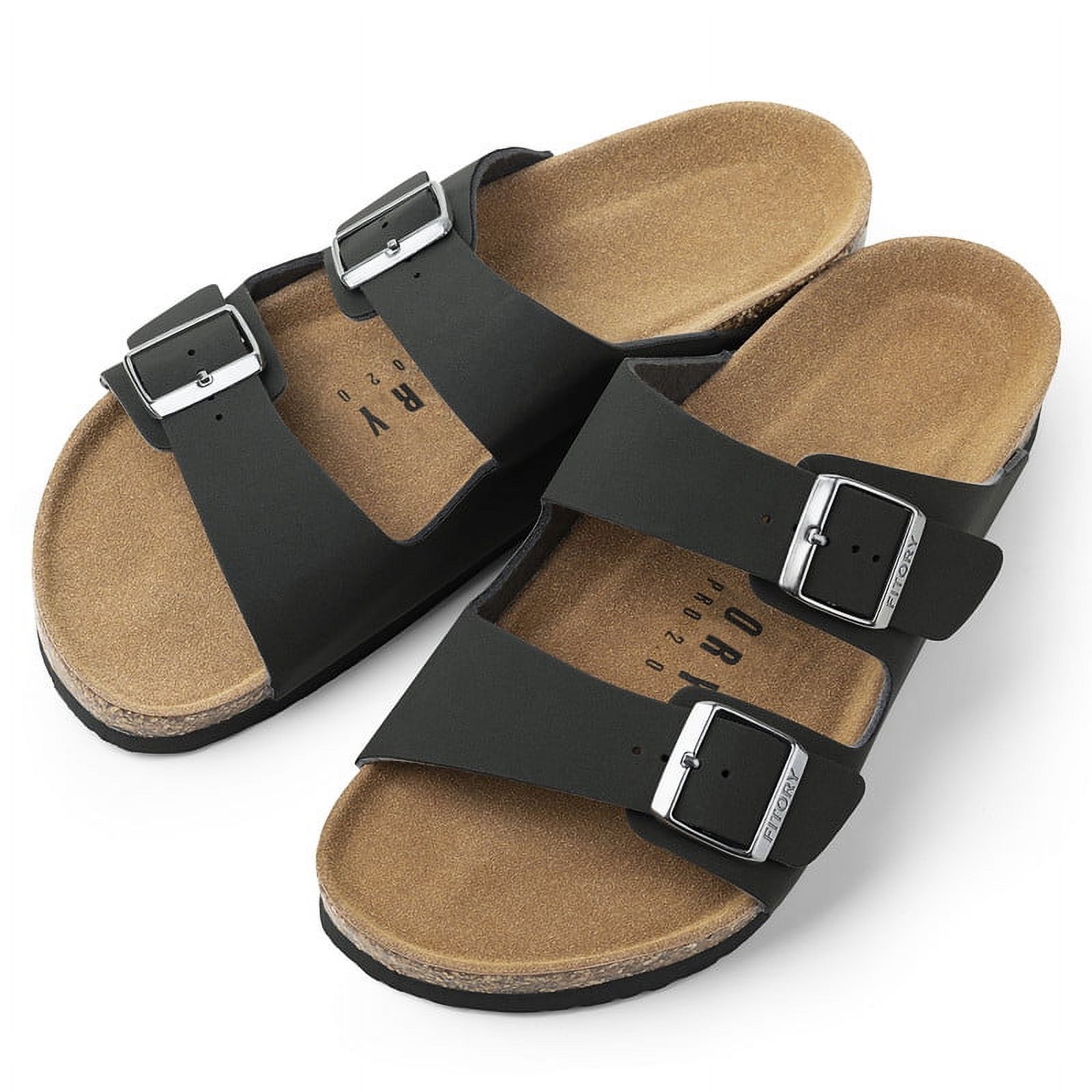 Mens Sandals, Arch Support Slides with Adjustable Buckle Straps and ...