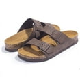 Mens Sandals, Arch Support Slides with Adjustable Buckle Straps and Cork Footbed