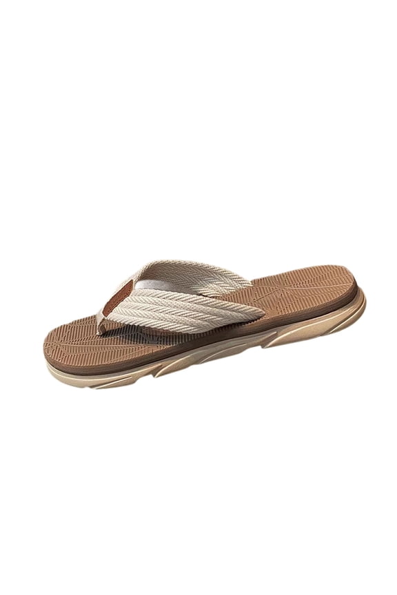 Mens Sandals Brown, Comfortable Cloth Flip Flops for Men, Non-Slip Casual Summer Beach Slides with Cushioned Sole,Size 9.5-10