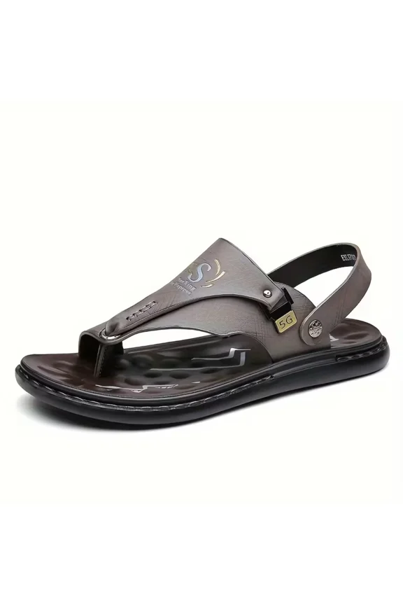 Mens Sandals Indoor and Outdoor Beach Flip Flop Casual Thong Leather Slip On Two uses Athletic Slipper Soft