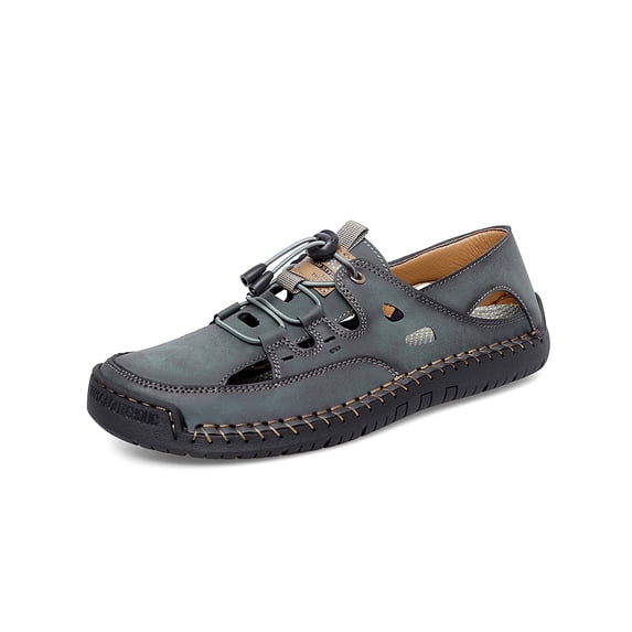 Mens Sandals Leather Casual Closed Toe Beach Fisherman Shoes Outdoor Summer Sports Breathable Walking Shoes Green 9 US