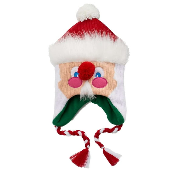 Mens Santa Claus Holiday Peruvian Trapper Hat