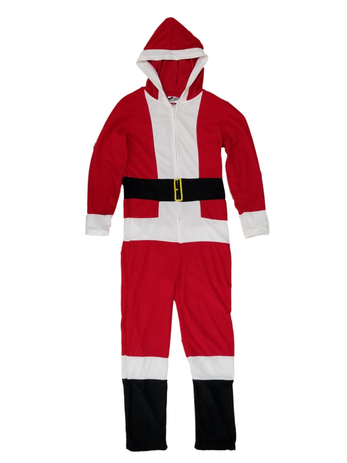 Mens Santa Claus Hooded Fleece Union Suit Christmas Holiday Pajamas Medium