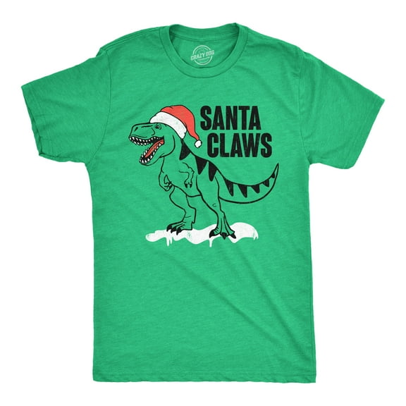 Mens Santa Claws T Shirt Funny Xmas Dino T Rex Joke Tee for Guys Graphic Tees