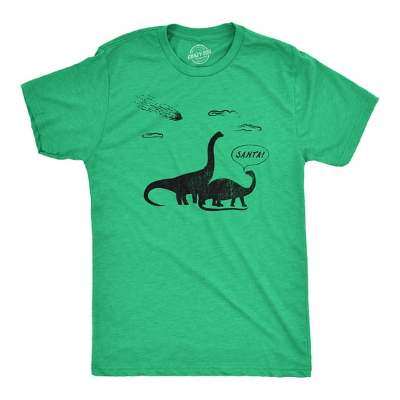 Mens Santa Dinosaurs T Shirt Funny Christmas Dino Meteor Extinction Joke Tee for Guys Graphic Tees