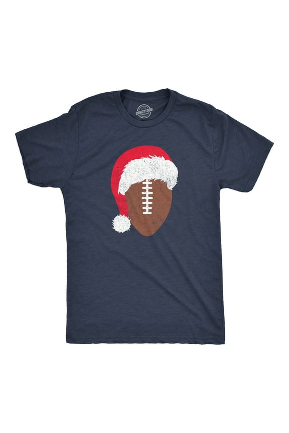 Mens Santa Football T Shirt Funny Xmas Lovers Foot Ball Season Tee for Guys Graphic Tees
