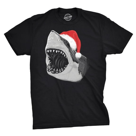 Mens Santa Jaws T Shirt Cool Christmas Gift Shark Funny Graphic Adult Humor Graphic Tees