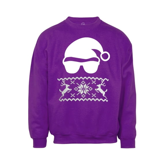 Mens Santa Sunglasses Ugly Christmas Ugly Sweatshirt - Purple - Small