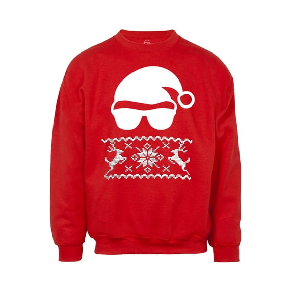 Mens Santa Sunglasses Ugly Christmas Ugly Sweatshirt - Red - Small