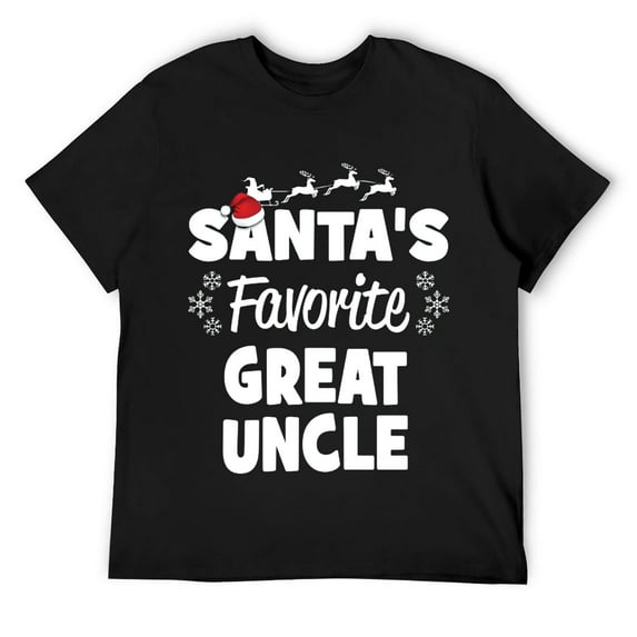 Mens Santa's Favorite Great Uncle Christmas Matching Costume Short Sleeve T-Shirt Black