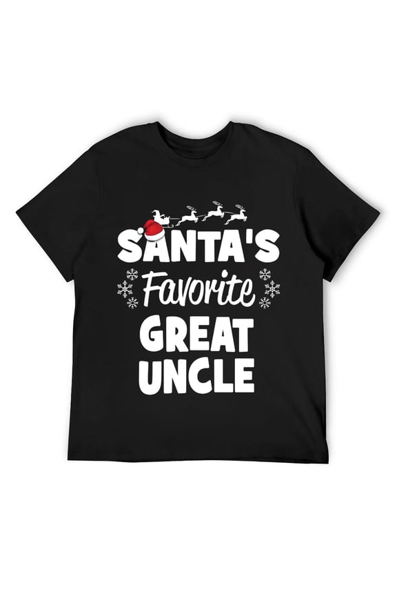 Mens Santa's Favorite Great Uncle Christmas Matching Costume Short Sleeve T-Shirt Black