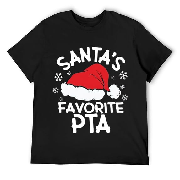 Mens Santa's Favorite PTA Design for Christmas Party T Shirt Black
