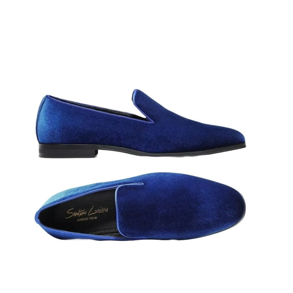 Mens Santino Luciano Shoes Soft Velvet Slip on Loafer Formal C351 Royal Blue