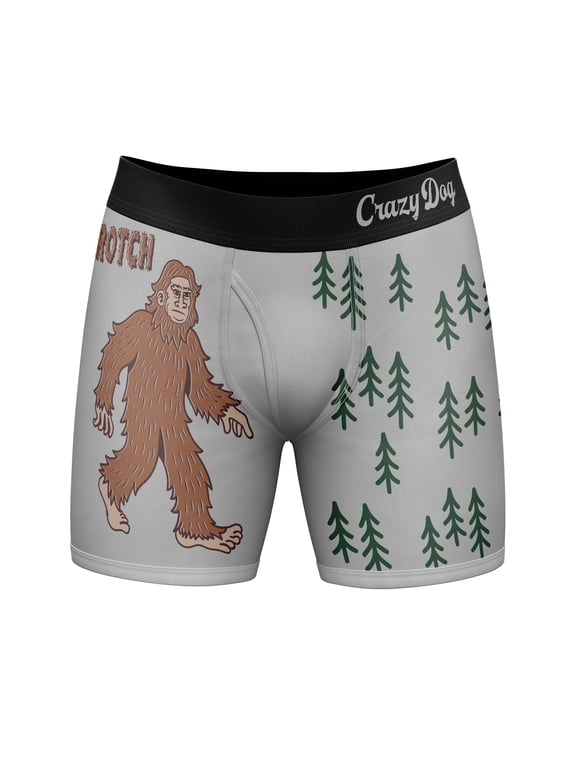 Mens Sascrotch Boxer Briefs Funny Saying Big Foot Joke Graphic Novelty Underwear for Guys