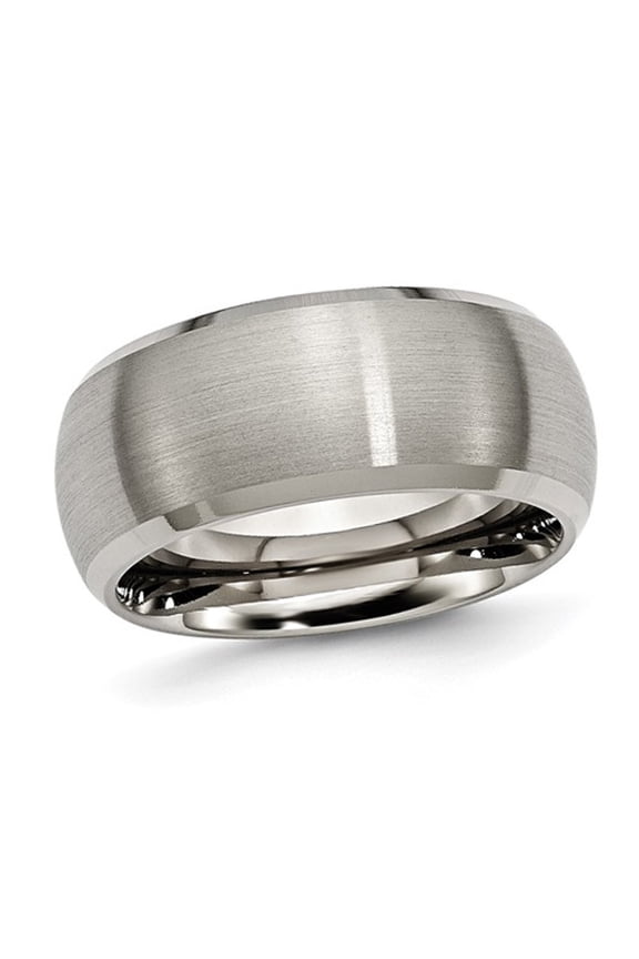 Gem & Harmony Mens Satin Beveled Edge Titanium Wedding Band Ring (10mm) for Men