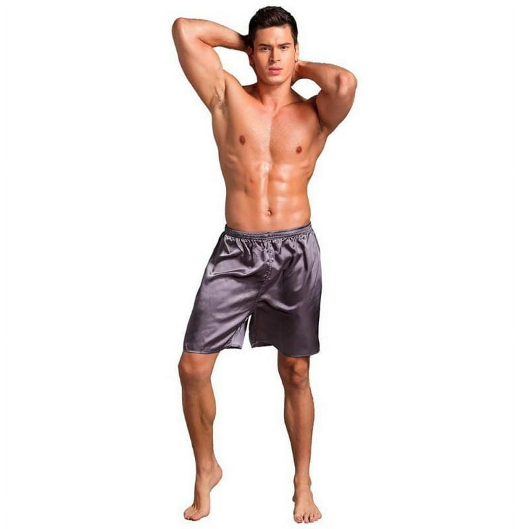 Apocaly Men's Satin Boxer Shorts, Satin Pajama Bottoms Underwear