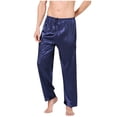 thumbnail image 1 of Mens Satin Pajama Pants Straight Leg Drawstring Elastic Waisted Sleep Pant Comfy Lounge Bottoms Sleepwear, 1 of 6