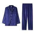 thumbnail image 1 of Mens Satin Pajama Set Long Sleeve Button Down Sleepwear Classic Loungewear Set with Long Pants, 1 of 3
