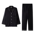 thumbnail image 1 of Mens Satin Pajama Set Long Sleeve Button Down Sleepwear Classic Loungewear Set with Long Pants, 1 of 3