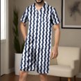 thumbnail image 1 of Mens Satin Pajama Sets with Pockets Lightweight 2 Piece Loungewear Outfits Stripe Printed Short Sleeve Shirts and Shorts Sleepwear Set, 1 of 4