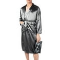 thumbnail image 1 of Mens Satin Robe - Lightweight Silky Robes for Men, Gray Robe Pajamas Long-Sleeve Classic Satin Kimono Nightgown Sleepwear, 1 of 8