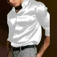 thumbnail image 1 of Mens Satin Silk Dress Shirt Long Sleeve Casual Button Down Shirts Wedding Party, 1 of 9