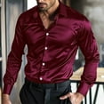 thumbnail image 1 of Mens Satin Silk Dress Shirt Long Sleeve Casual Shirts Disco Club Wedding Party, 1 of 12
