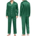 thumbnail image 1 of Mens Satin Silk Pajamas Set, Long Sleeve Satin Pajamas for Men Sleepwear Button Down Pjs Set Two-Piece Long Pants Sleepwear Loungewear Green M, 1 of 5