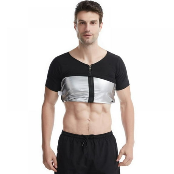 Mens Sauna Vest, Waist Trainer Neoprene Tank Top Shapewear Shirt Workout Suit with Zip