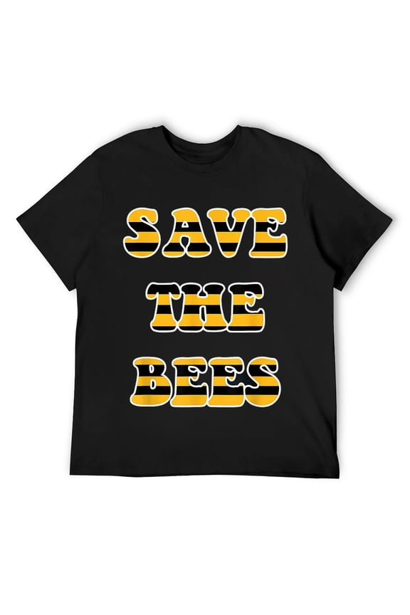 Mens Save The Bees Retro Bee Keeper Classic and Cute Bee Logo T-Shirt Black