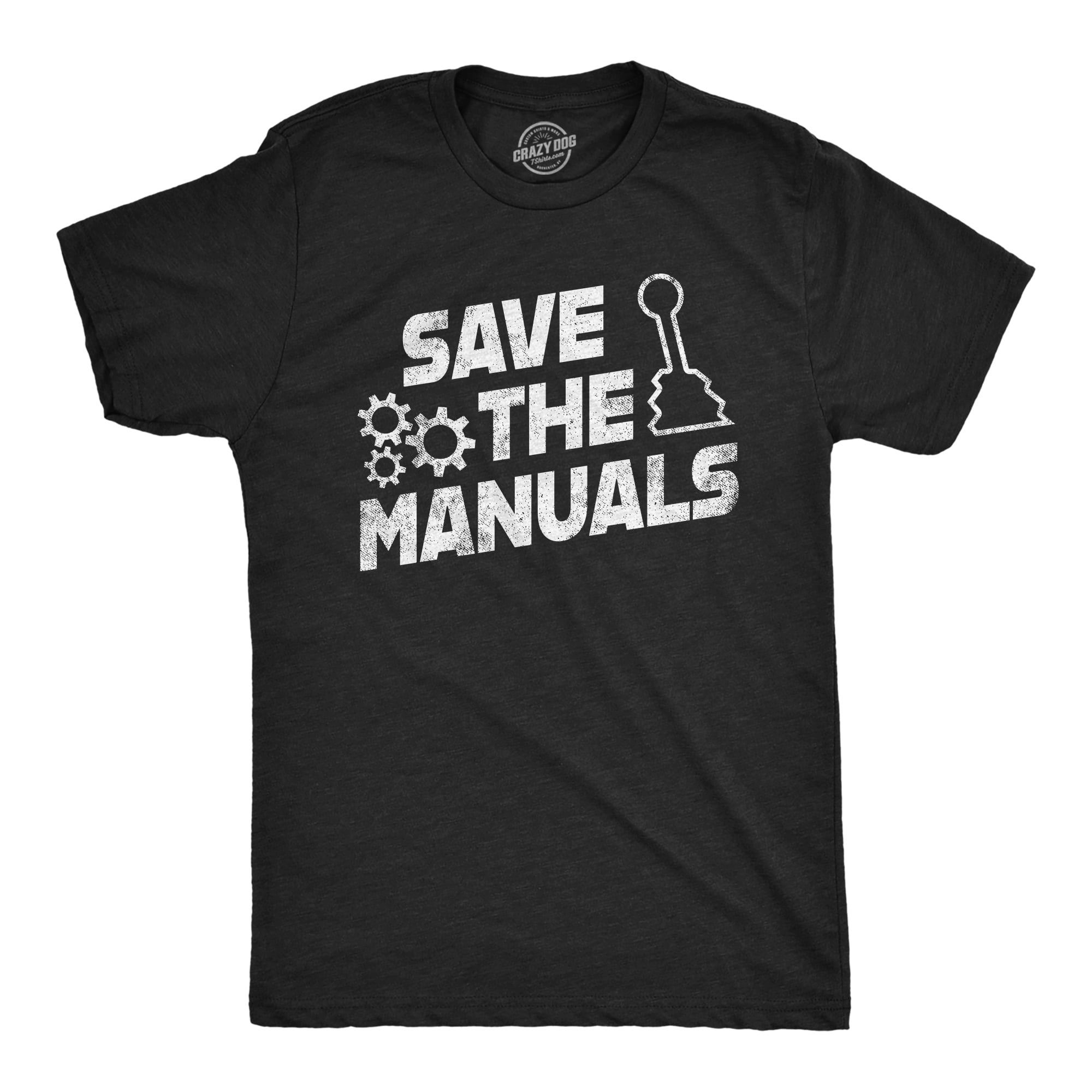 Mens Save The Manuals T Shirt Funny Car Guy Mechanic Graphic Garage