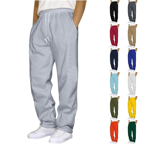 LONKITO Mens Sweatpants with Pockets Outdoor Running Jogger Pants Elastic Waist Drawstring Workout Casual Sweatpants Open Bottom, Gray M
